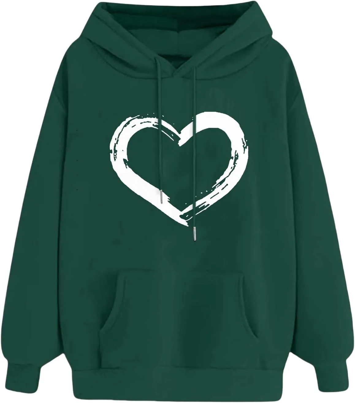 Womens Oversized Graphic Hoodies Casual Long Sleeve Heart Print Pullover Comfort Pocket Long Zip up Hoodie