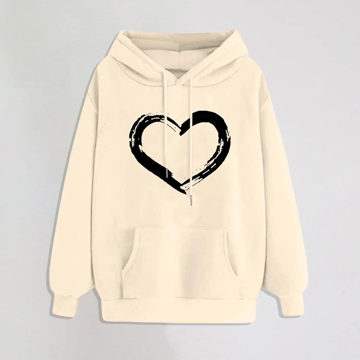 Womens Oversized Graphic Hoodies Casual Long Sleeve Heart Print Pullover Comfort Pocket Long Zip up Hoodie