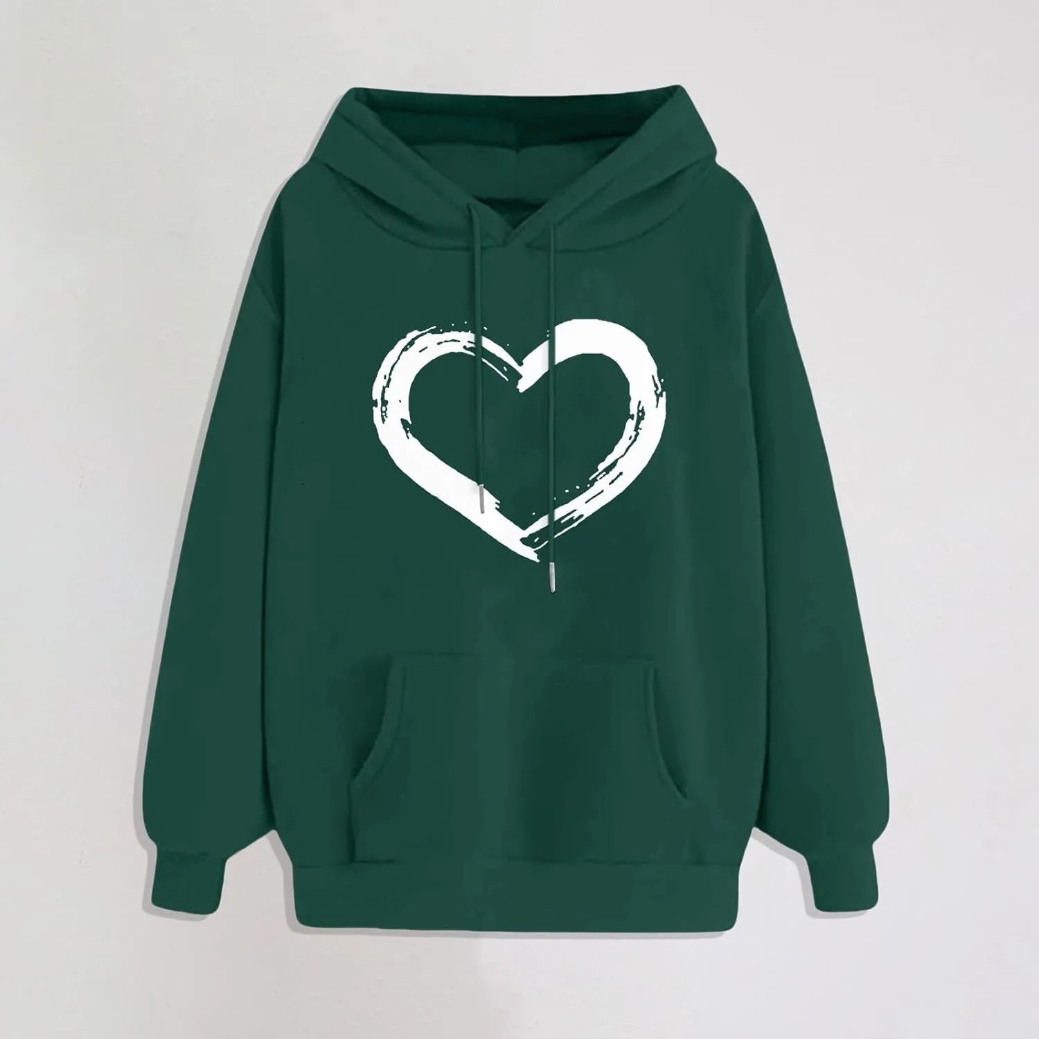 Womens Oversized Graphic Hoodies Casual Long Sleeve Heart Print Pullover Comfort Pocket Long Zip up Hoodie