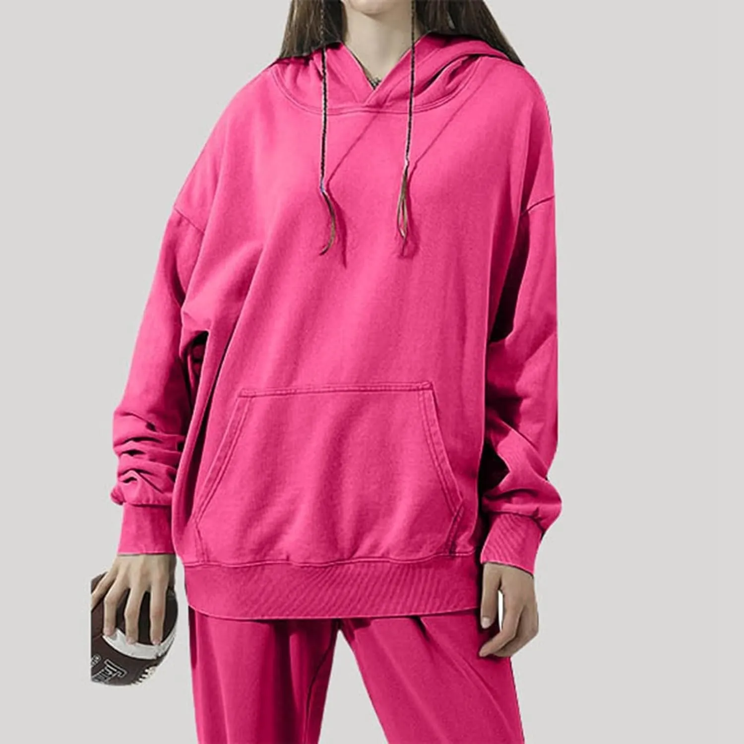 Womens Oversized Hooded Sweatshirts 2024 Casual Crewneck Hoodies Long Sleeve Pullover Preppy Outfits