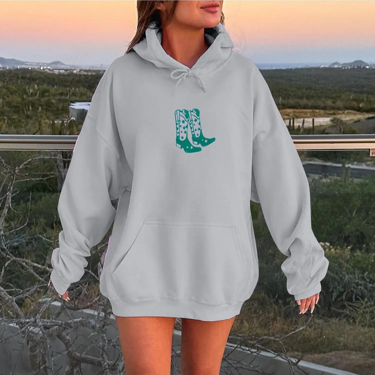 Women's Oversized Hoodie Slogan Letter Graphic Long Sleeve Preppy Sweatshirt Aesthetic Pullover with Pockets
