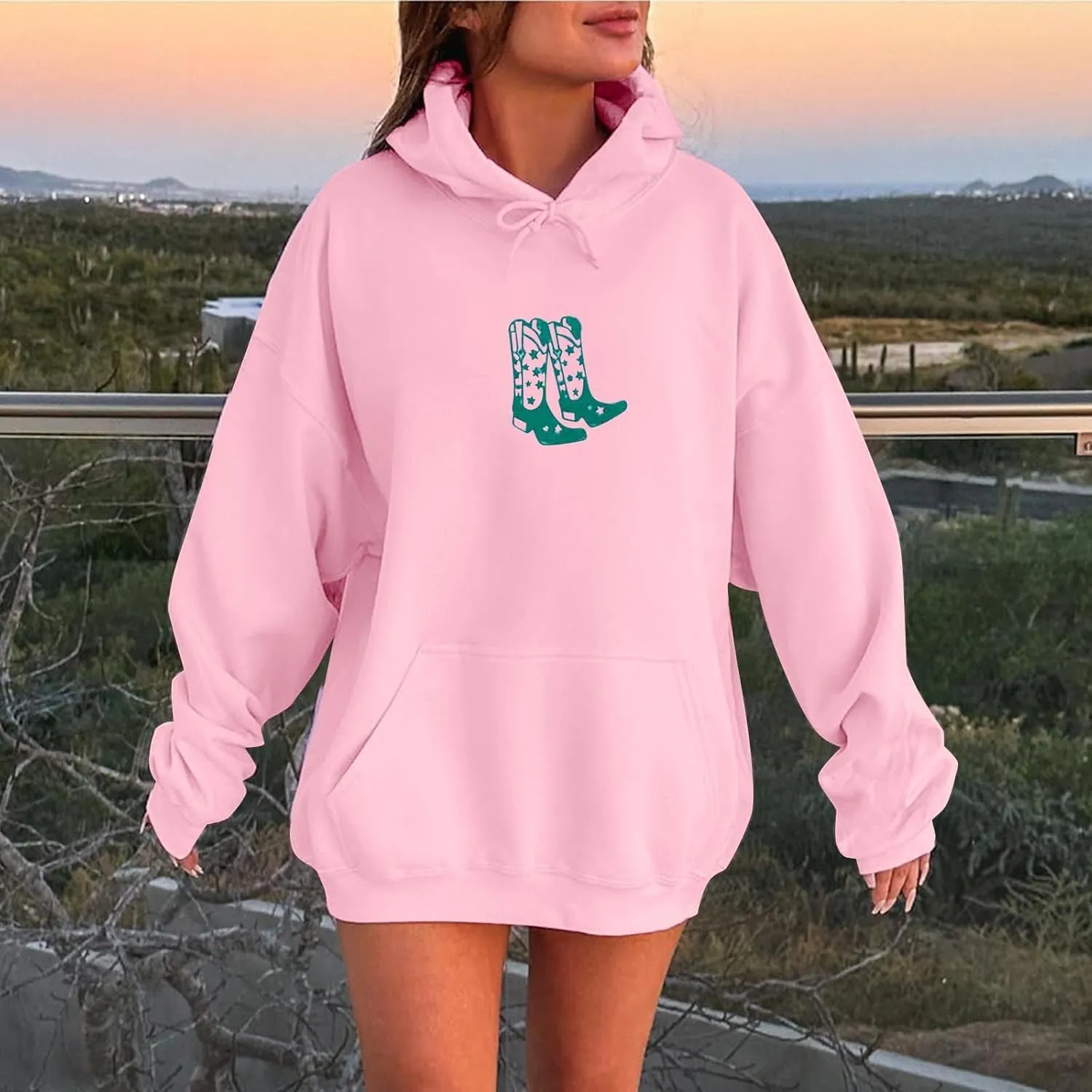 Women's Oversized Hoodie Slogan Letter Graphic Long Sleeve Preppy Sweatshirt Aesthetic Pullover with Pockets