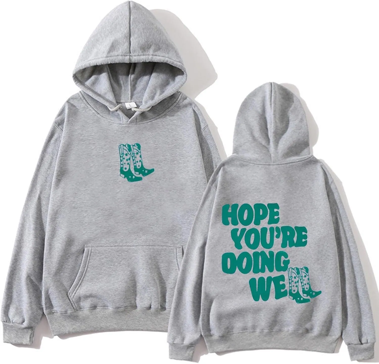 Women's Oversized Hoodie Slogan Letter Graphic Long Sleeve Preppy Sweatshirt Aesthetic Pullover with Pockets