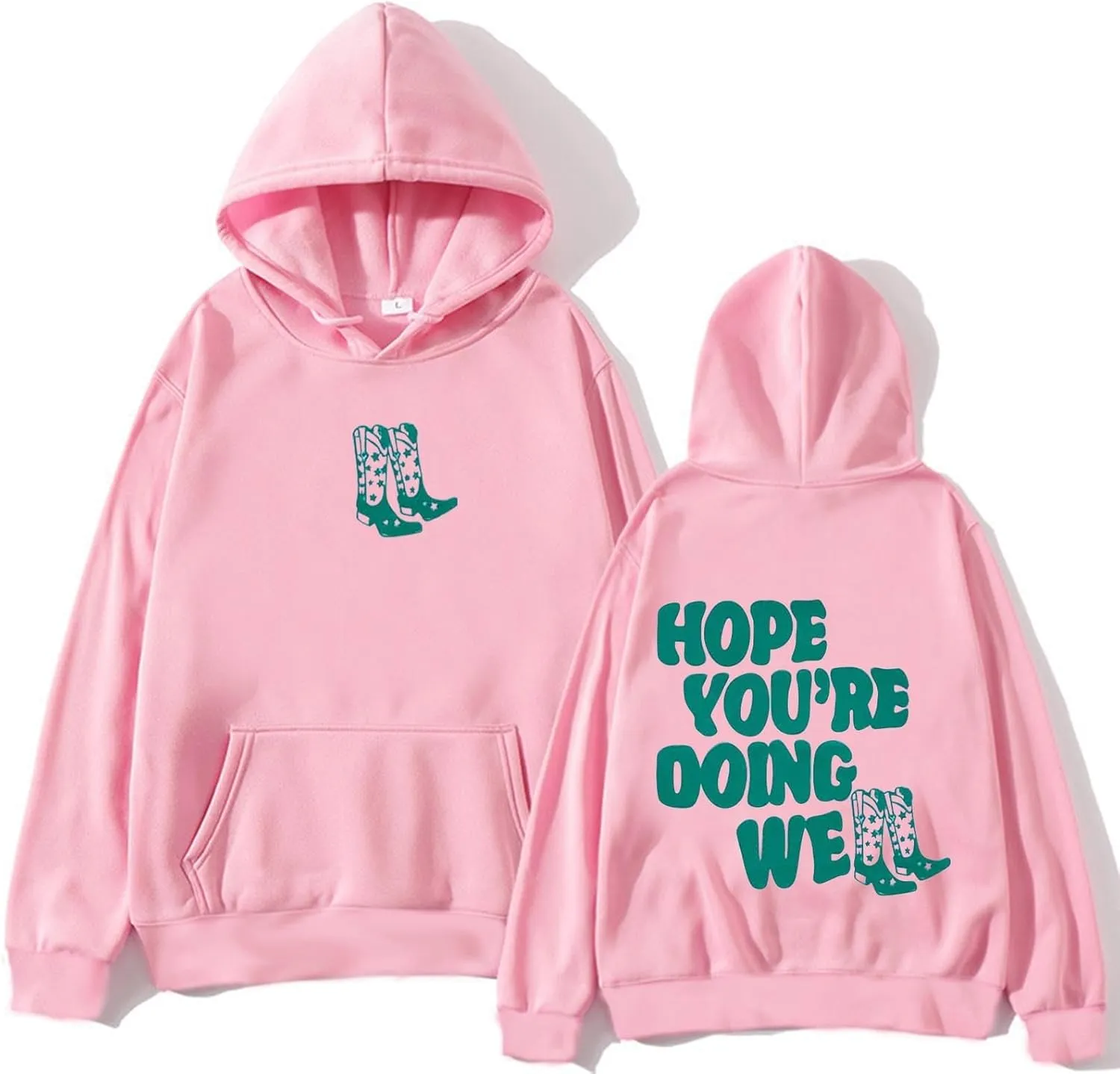 Women's Oversized Hoodie Slogan Letter Graphic Long Sleeve Preppy Sweatshirt Aesthetic Pullover with Pockets