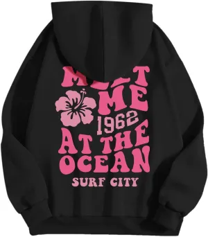 Womens Oversized Hoodies Fall Sweatshirts for Teen Girls Long Sleeve Letter Preppy Cute Graphic Hoodies Drawstring Pullover Casual Oversized Hoodie Placed Recently by Me