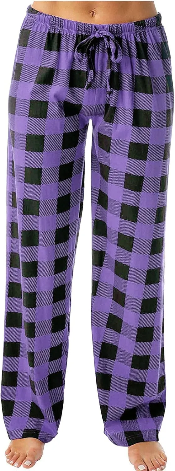 Womens Plaid Pajama Pants Sleepwear Loungewear High Waist Drawstring Long Pants Comfy Trousers Fall Fashion Clothes