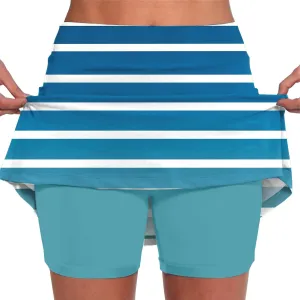Women's Skort Striped Mid Waist Culottes Athletic Sports Pants Skirt Casual Shorts Tummy Control Plus Size Skorts