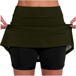 Womens Skorts with Pockets, Tummy Control High Waisted Athletic Sports Shorts Skirts Solid Tennis Yoga Gym Culottes