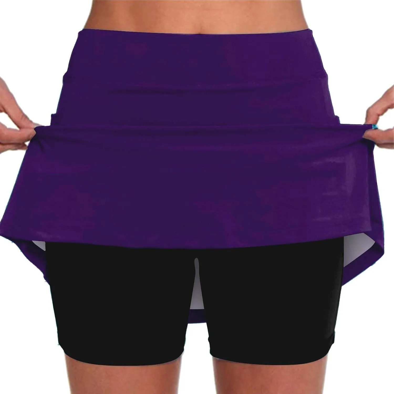 Womens Skorts with Pockets, Tummy Control High Waisted Athletic Sports Shorts Skirts Solid Tennis Yoga Gym Culottes