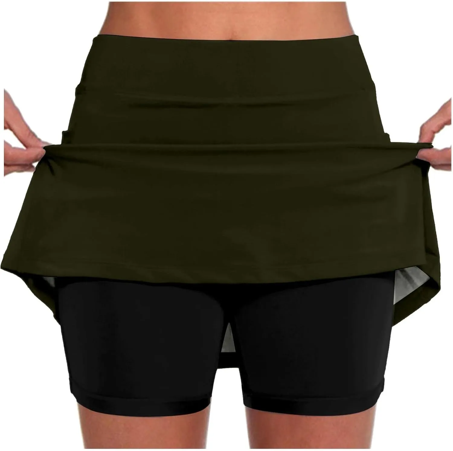 Womens Skorts with Pockets, Tummy Control High Waisted Athletic Sports Shorts Skirts Solid Tennis Yoga Gym Culottes