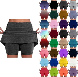 Womens Skorts with Pockets Tummy Control Plus Size Skorts for Women High Waist Athletic Sports Pants Skirt Casual Shorts