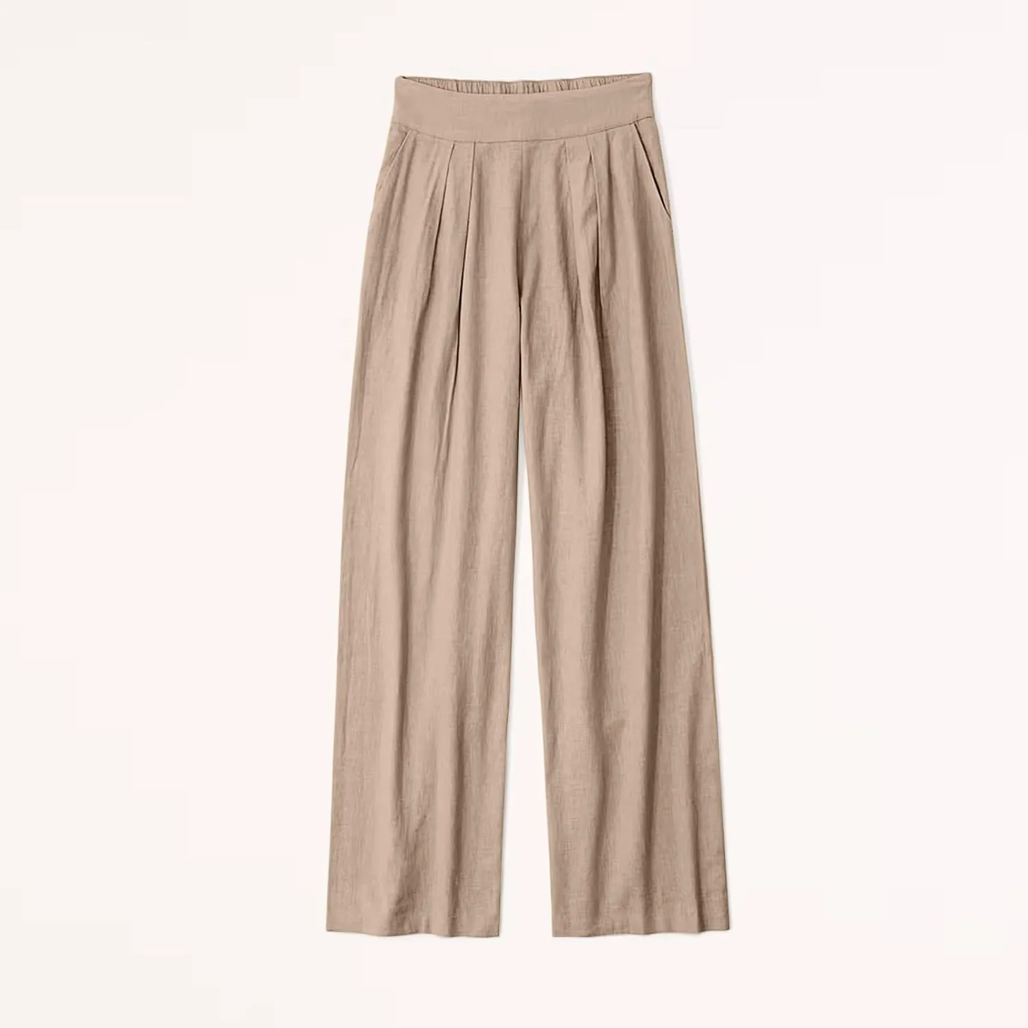 Women's Smocked High Waisted Cotton Linen Wide Leg Pants Palazzo with Pockets Casual High Waist Long Pants Trousers