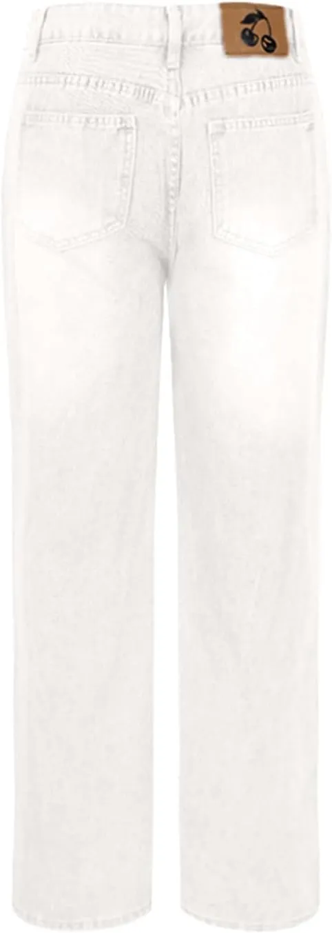 Women's Straight Leg Jeans, High Waisted Wide Leg Pants Loose Trendy Microelastic Boyfried Denim Pants with Pocket
