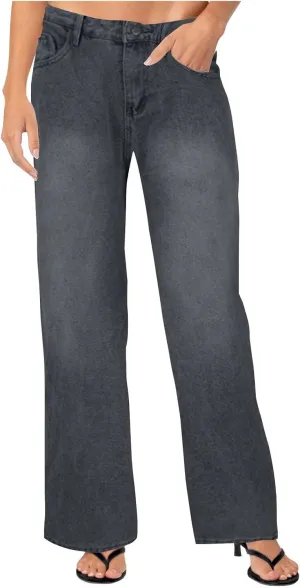 Women's Straight Leg Jeans, High Waisted Wide Leg Pants Loose Trendy Microelastic Boyfried Denim Pants with Pocket
