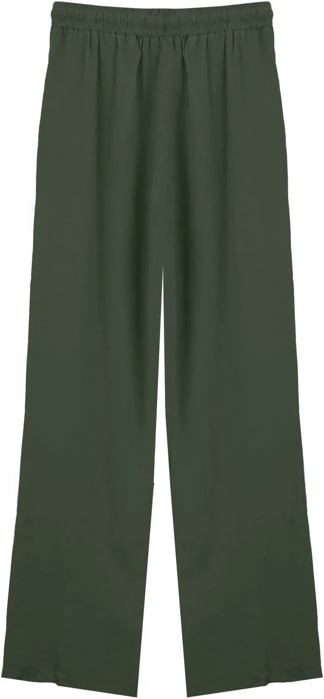 Women's Summer Pants Cotton Linen Drawstring Straight Leg Trousers Summer Lightweight Breahable Joggers Casual Pants
