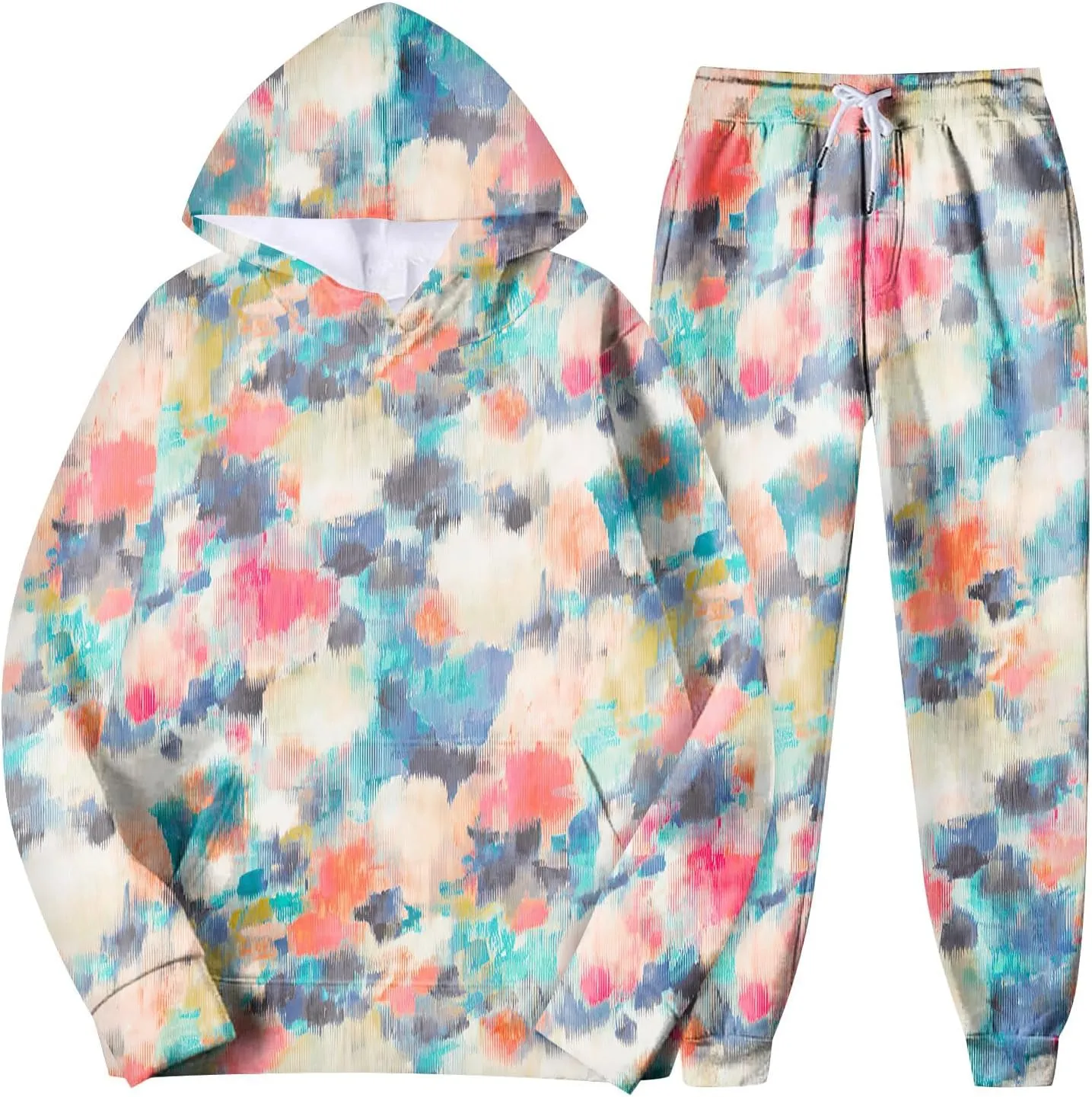 Womens Tie-Dye Sweatshirt Set,2 Piece Sport Outfits Fall Jogging Sport Sweatsuit Casual Long Sleeve Tracksuit