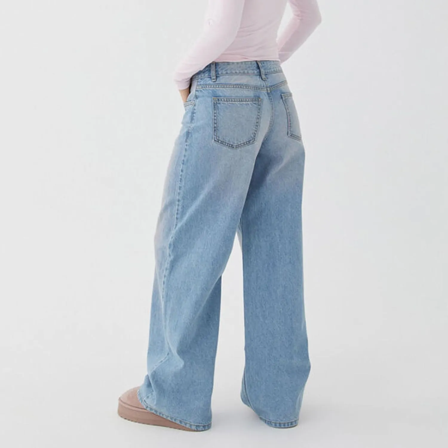 Women's Wide Leg Jeans, High Waisted Straight Leg Pants Loose Trendy Microelastic Boyfried Denim Pants with Pockets