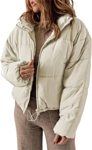 Women's Winter Coat Short Stand Collar Thickened Cotton-Padded Jacket Fashion Solid Color Slim Down Coat