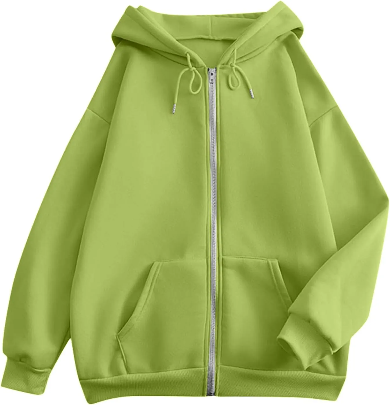 Women's Zip Up Hoodie Long Sleeve Oversized Sweatshirt Fall Lightweight Jacket Pockets Ladies Sweatshirts for Women