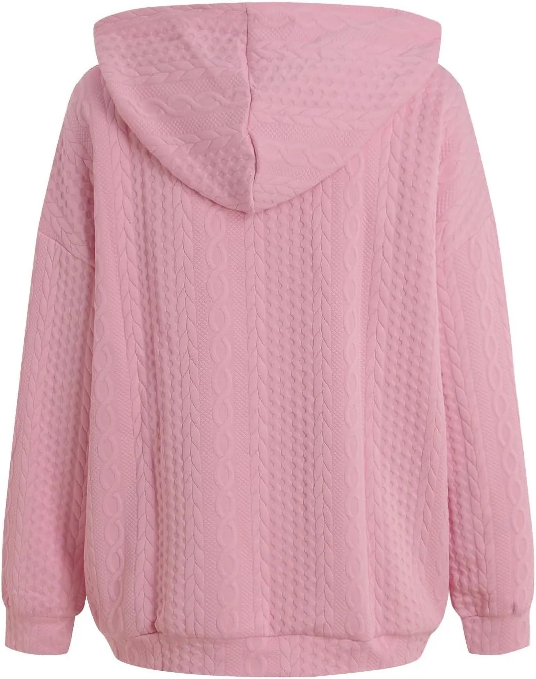 Womens Zip Up Hoodies Plus Size Sweatshirt Long Sleeve Textured Drawstring Zip Jackets Outwear with Pockets
