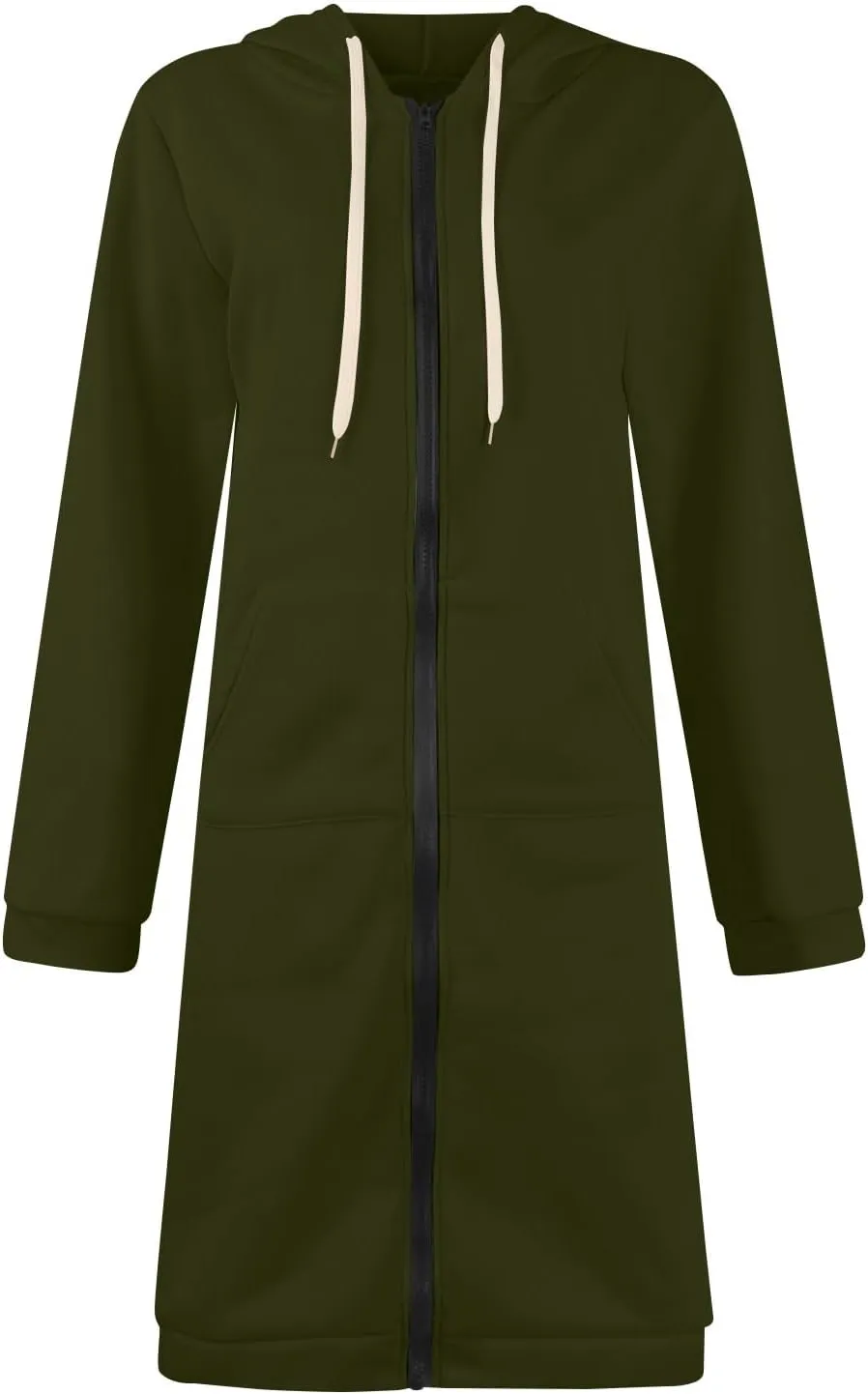 Women's Zip Up Long Hoodies Jacket Long Sleeve Drawstring Hooded Sweatshirt Coat 2024 Fall Winter Pocket Outerwear