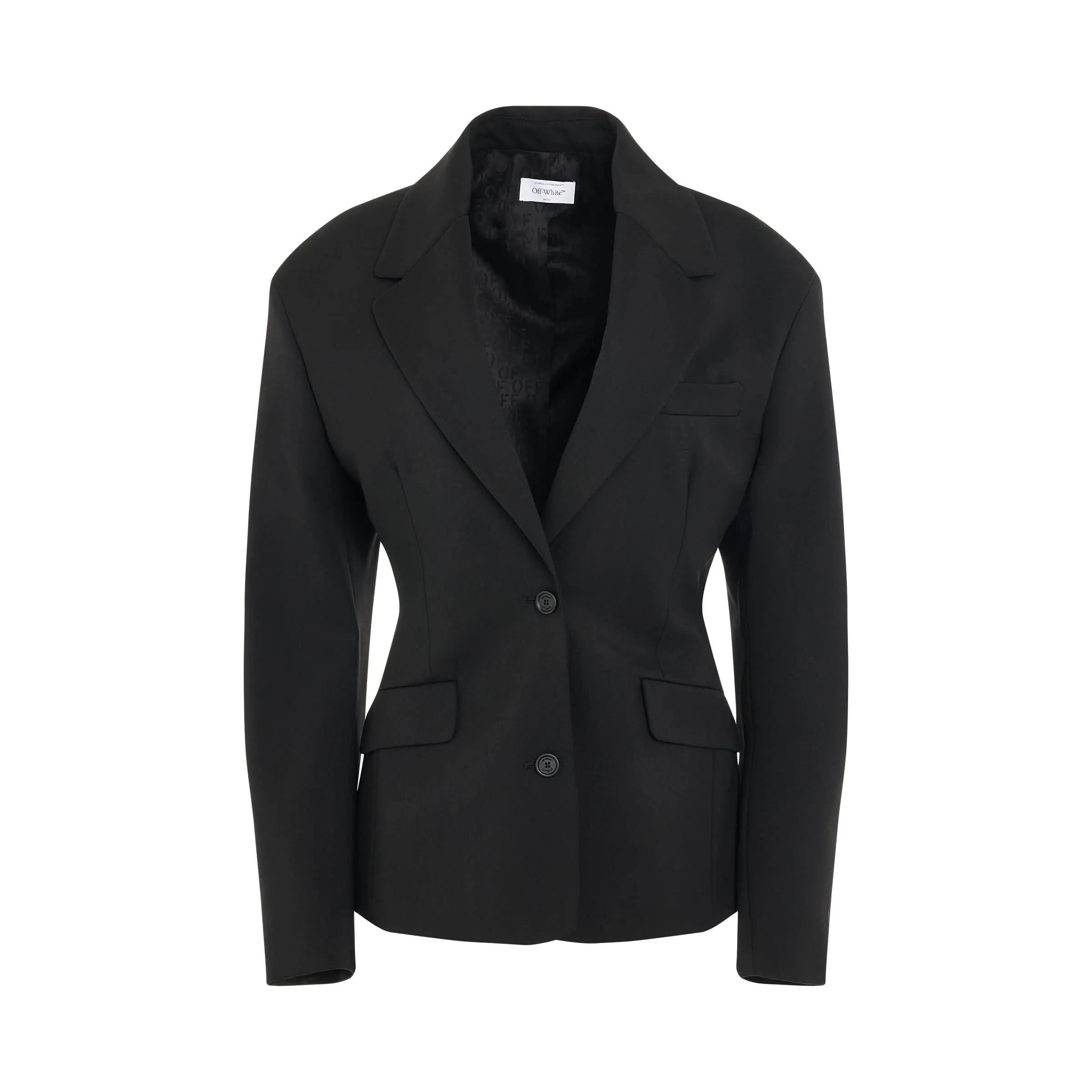 Wool Blend Round Jacket in Black