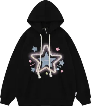 Y2k Star Hoodie Men Women Aesthetic Oversized Hoodies Grunge Emo Graphic Hoodies Pullover Hip Hop Streetwear