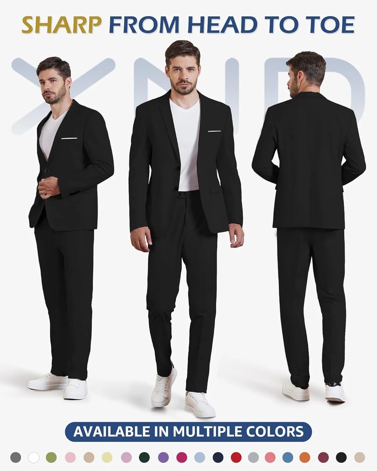 YND Men's Slim Fit Two Buttons Linen Business Blazer, Sport Coat Lightweight Business Daily Coat