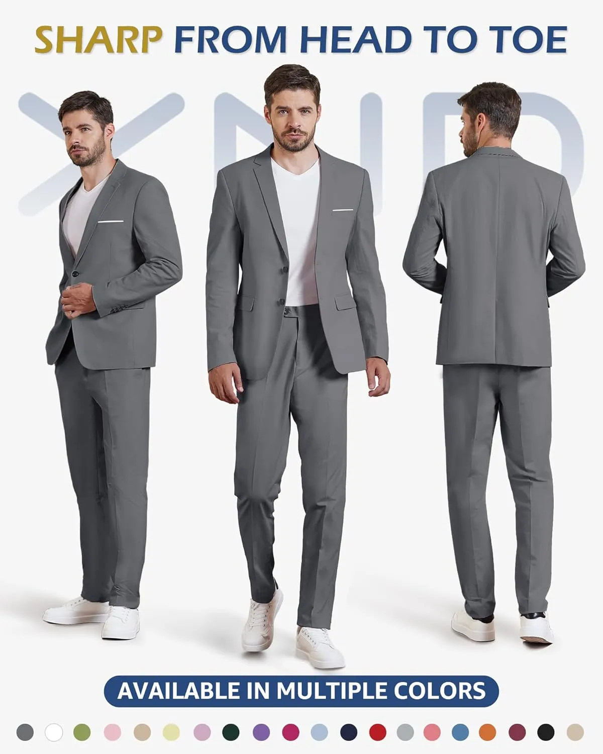 YND Men's Slim Fit Two Buttons Linen Business Blazer, Sport Coat Lightweight Business Daily Coat