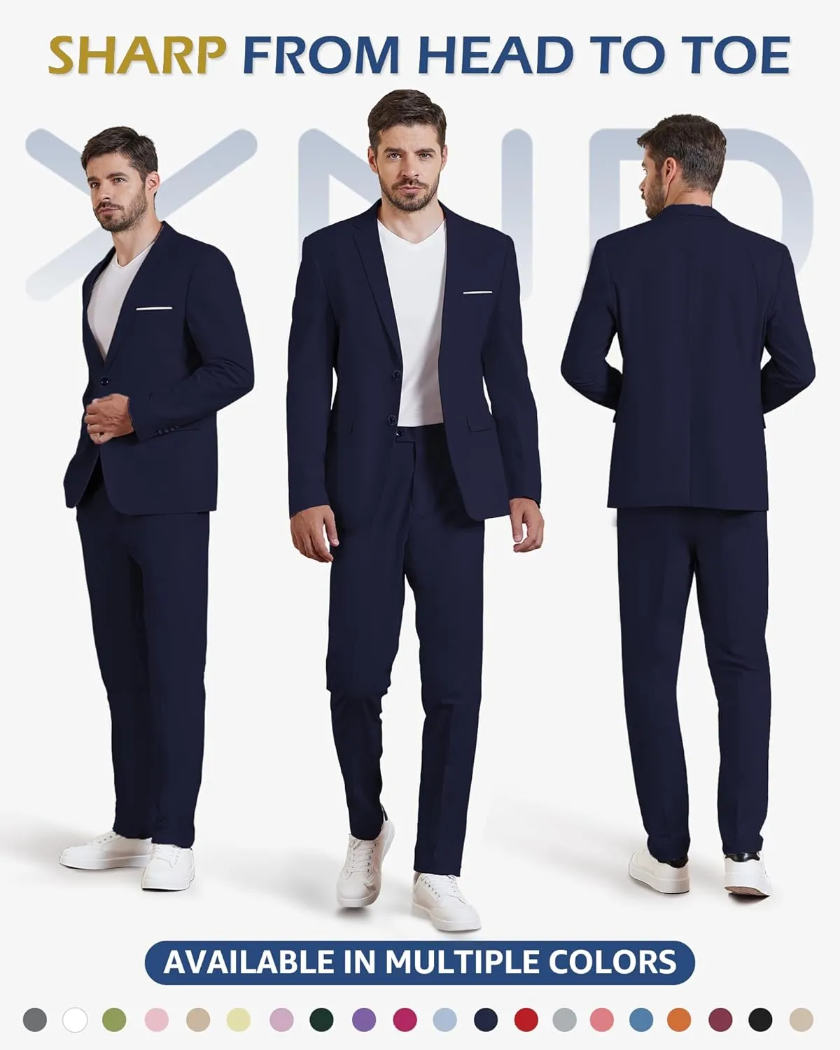 YND Men's Slim Fit Two Buttons Linen Business Blazer, Sport Coat Lightweight Business Daily Coat