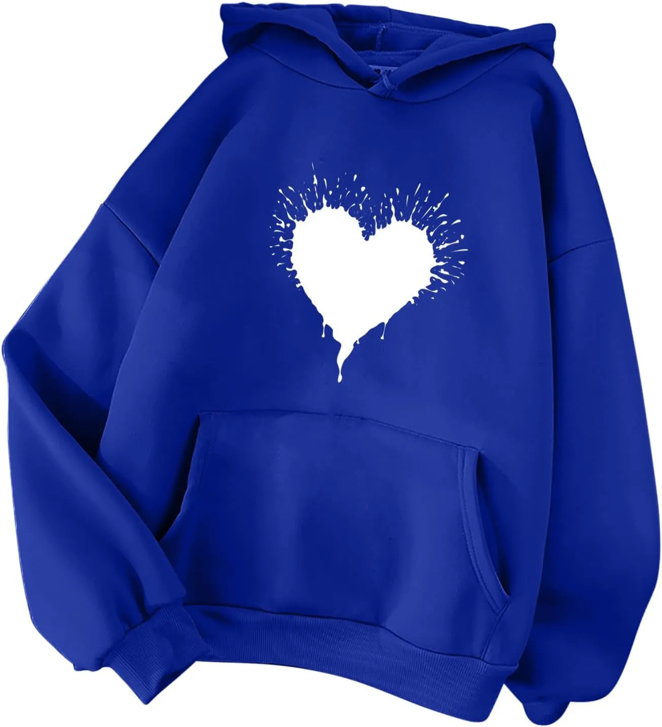 ZDRZK Hoodies For Women Cute Heart Print Drawstring Casual Hooded Sweatshirts Oversized Basic Fall Clothes With Pocket