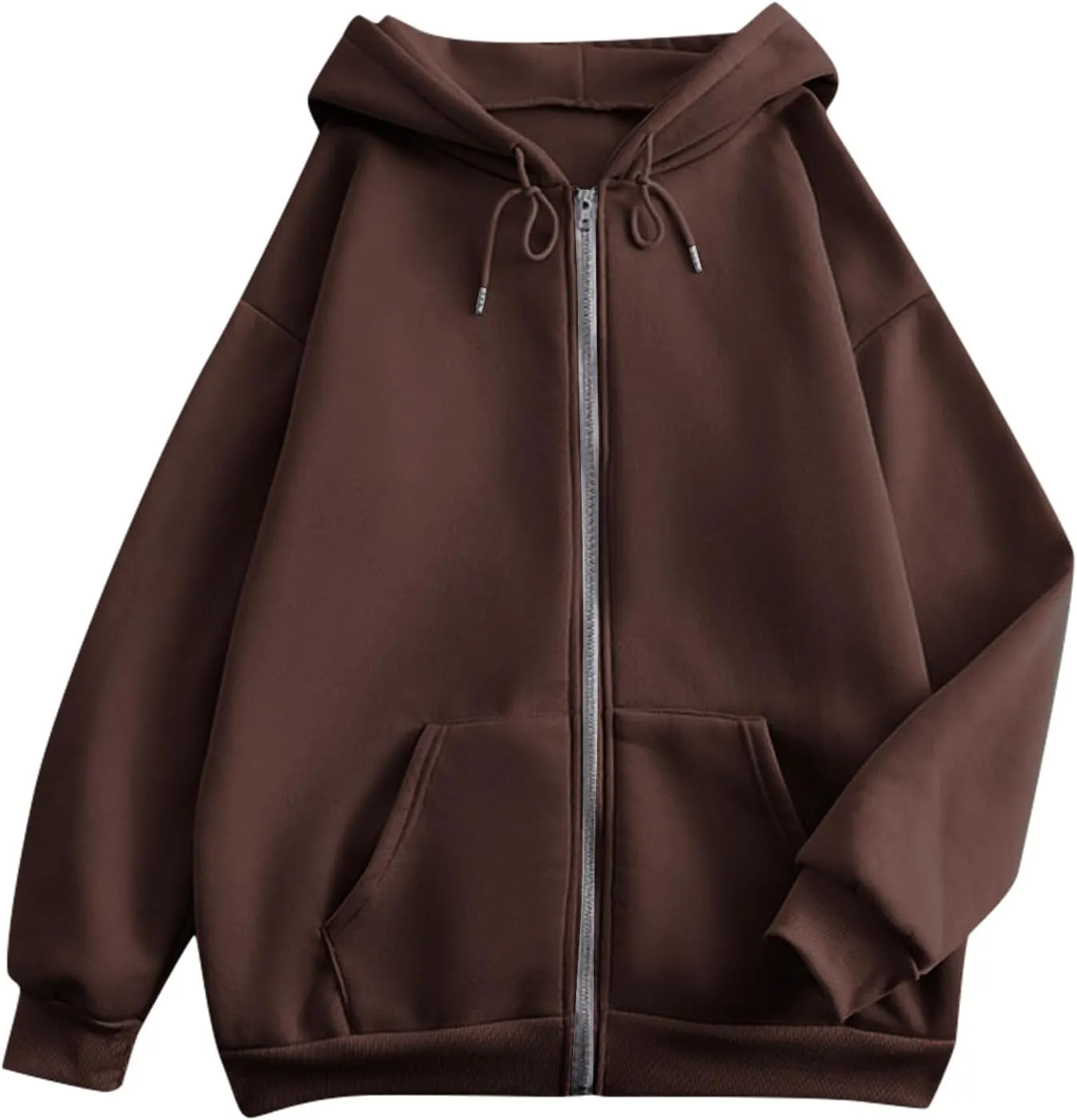 Zip Up Hoodie Women Long Sleeve Oversized Sweatshirts Y2K Jacket With Pockets 2024 Fall Outfits