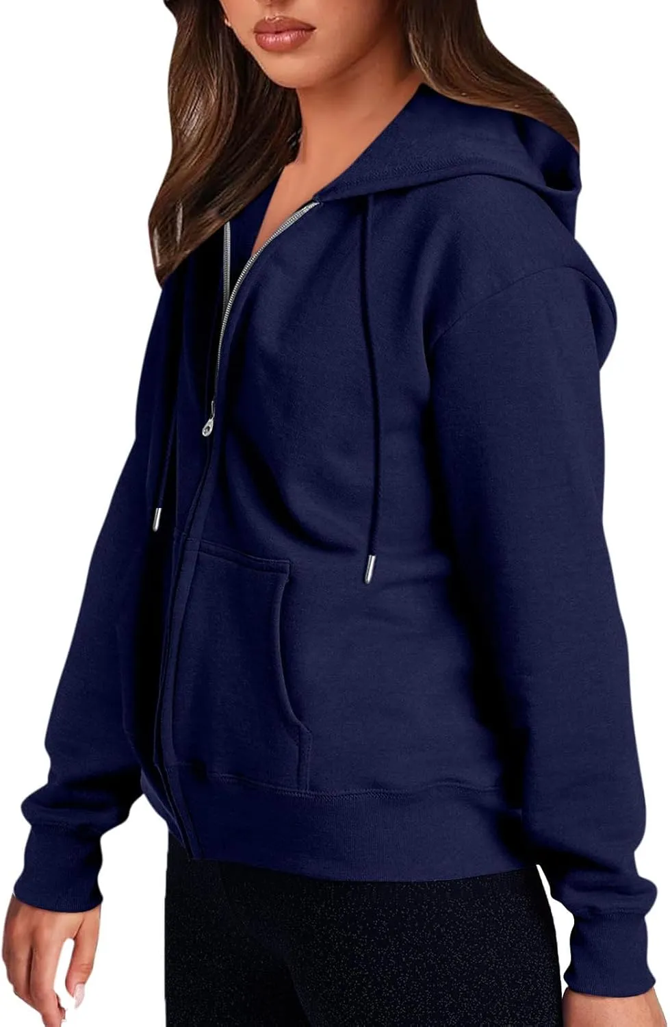 Zip Up Hoodies for Women 2024 Fall Winter Oversized Sweatshirt Fleece Lined Jacket Casual Warm Outfit with Pockets